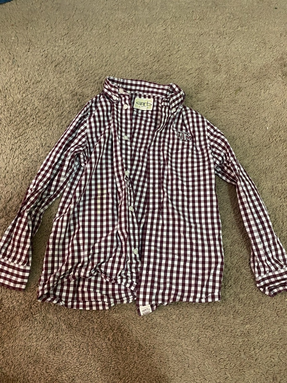 Kids' Maroon & White A&M Check Button-Down Shirt